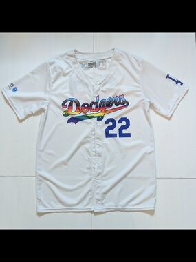LA Dodgers Pride Night Jersey 2022 MLB SGA Los Angeles LGBTQ. Adult XL Used